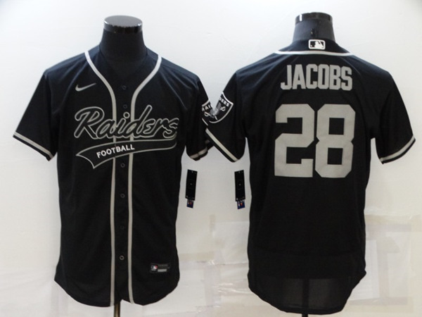 Men's Las Vegas Raiders #28 Josh Jacobs Black Flex Base Stitched Jersey